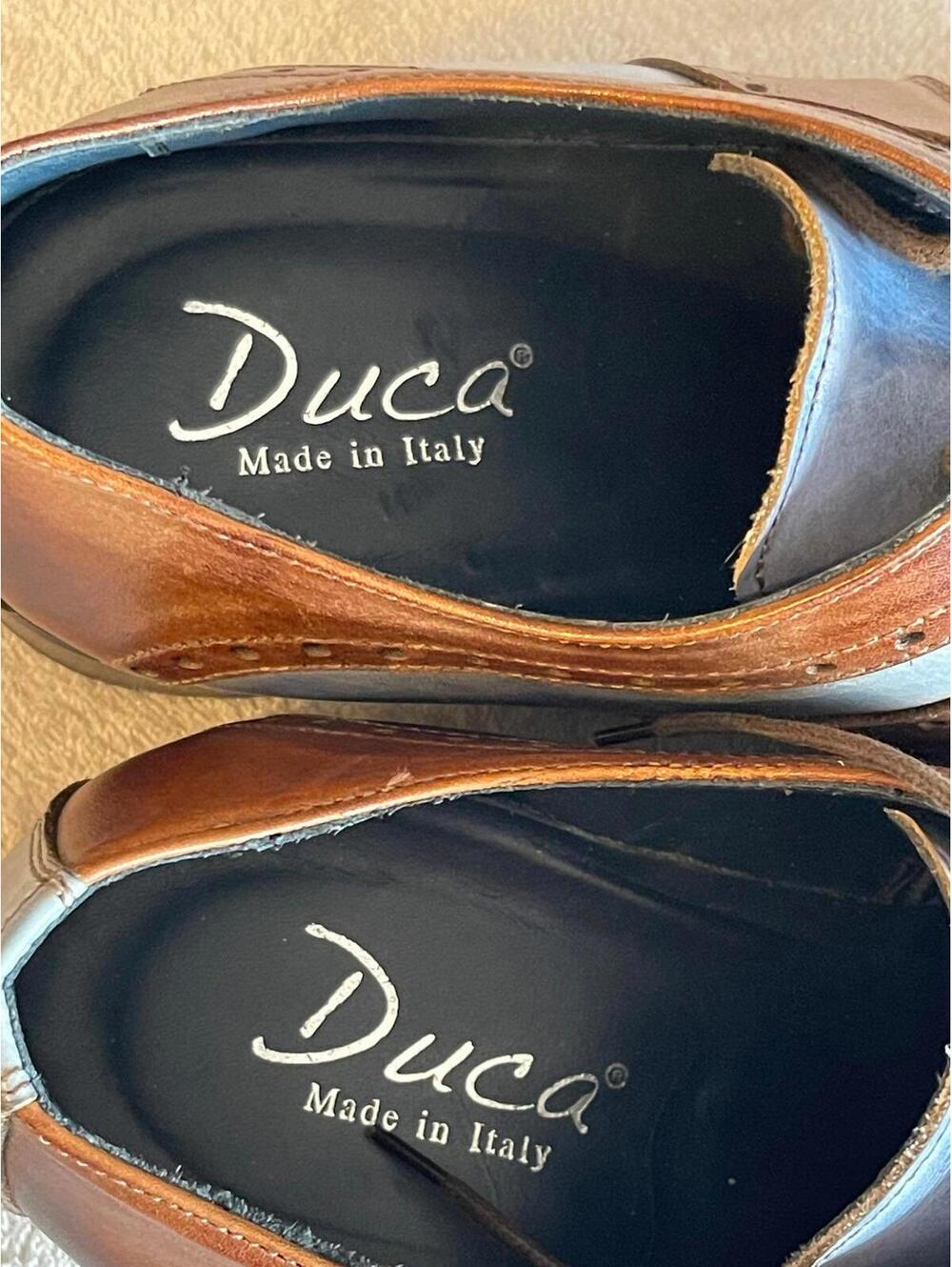 Duca Made in Italy Men's Leather Wingtip Oxfords Brown and Blue - Picture 2 of 8